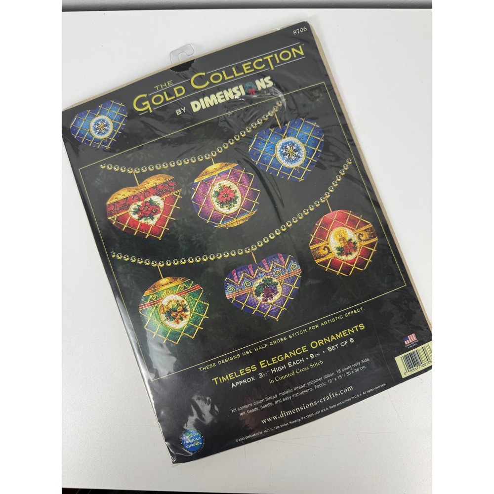 Dimensions Gold Collection Timeless Elegance Ornaments Cross Stitch Kit 8706